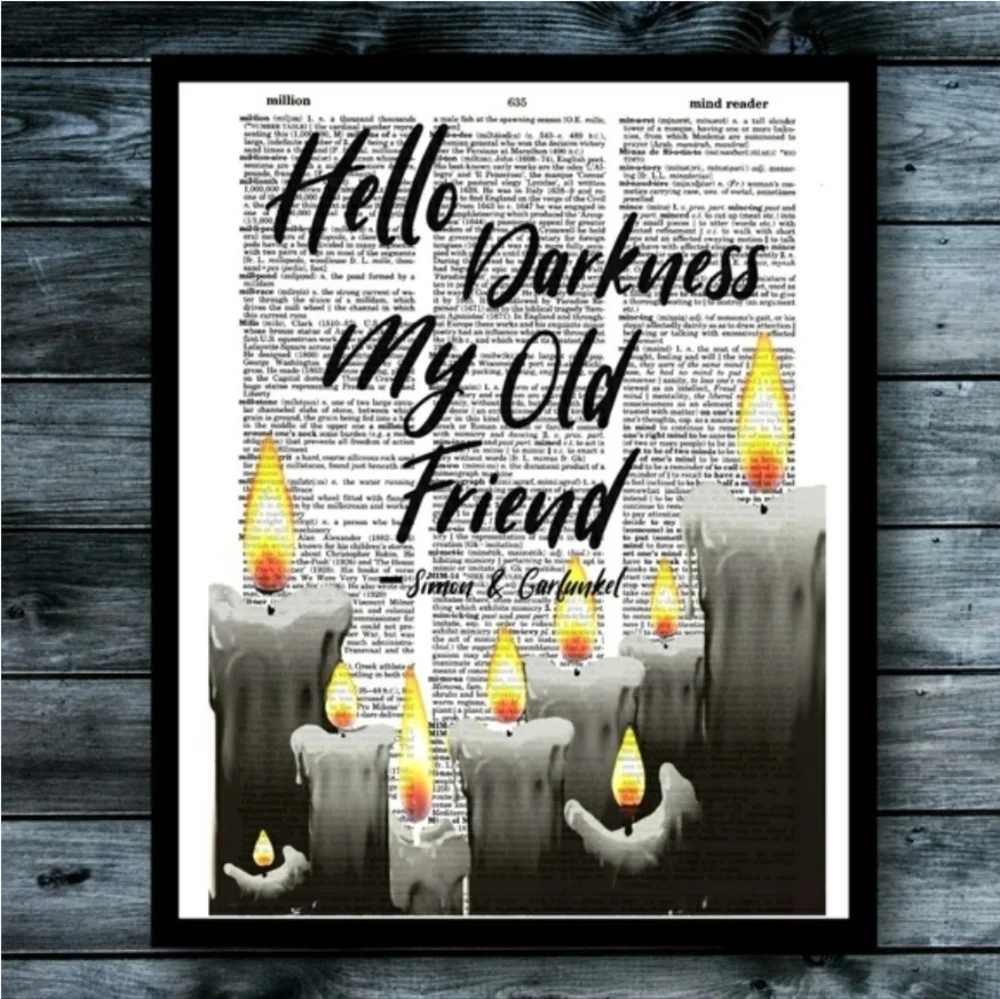 Hello Darkness Sound of Silence Music Lyric Book Page Art Print